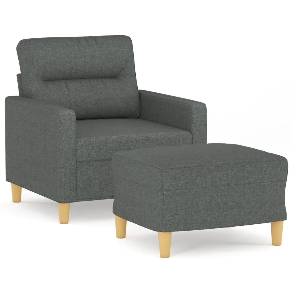 Poltrona | Sedia Relax con Poggiapiedi Grigio Scuro 60 cm in Tessuto