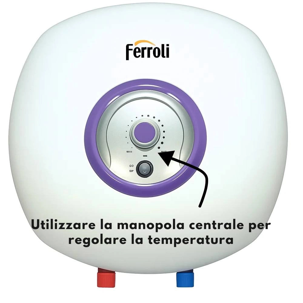 Ferroli bravo scaldacqua elettrico sopralavello dal design compatto *** capacità 10 litri, confezione 1