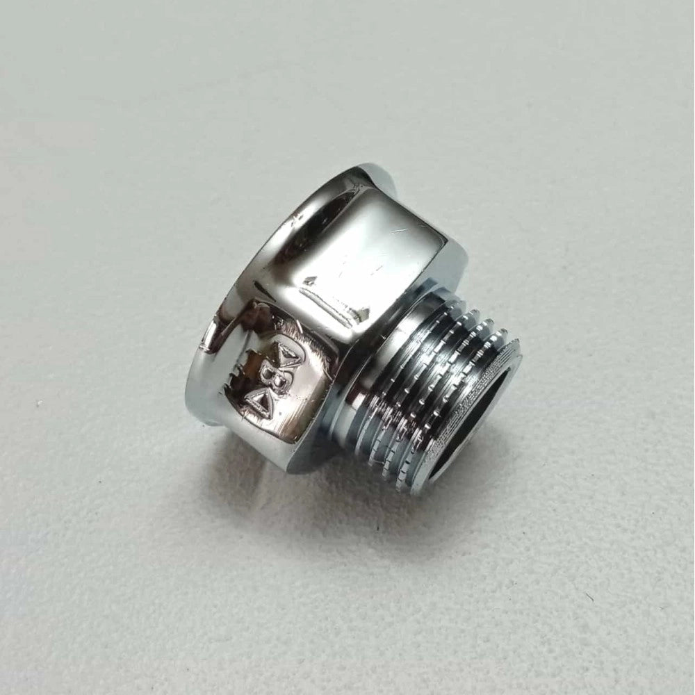 Prolunga ridotta da f 1'' x m 3/4'' sede piana in ottone cromato
