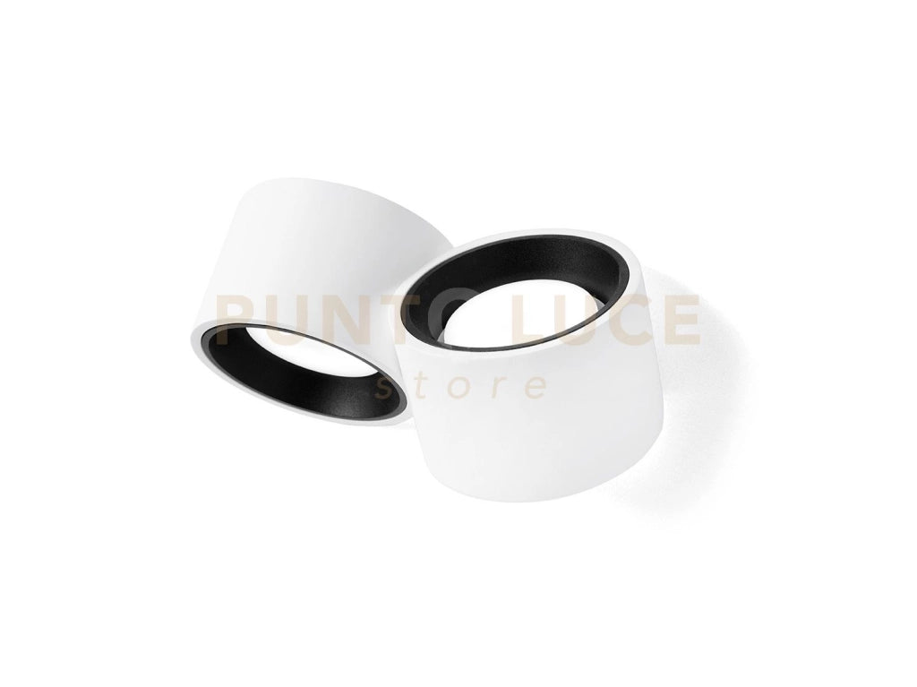 NASSO applique a Parete 2 Luci attacco GX53 Biemissiva Tonda Nero 23x12cm
