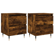 Set di 2 Comodini | Armadio da Notte | Mobiletto da notte Rovere Fumo 40x35x50 cm in Legno Multistrato