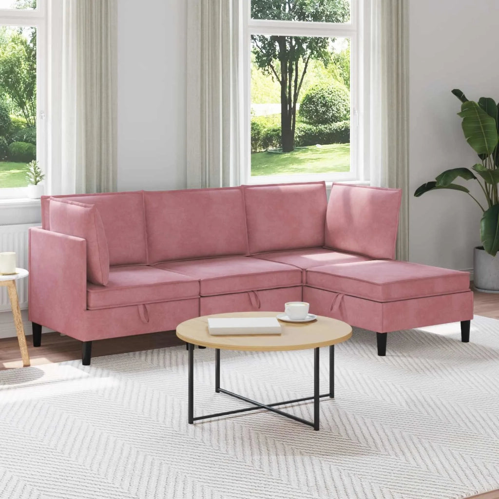 Set di mobili per il soggiorno con cuscino 4 pcs Rosa Velluto