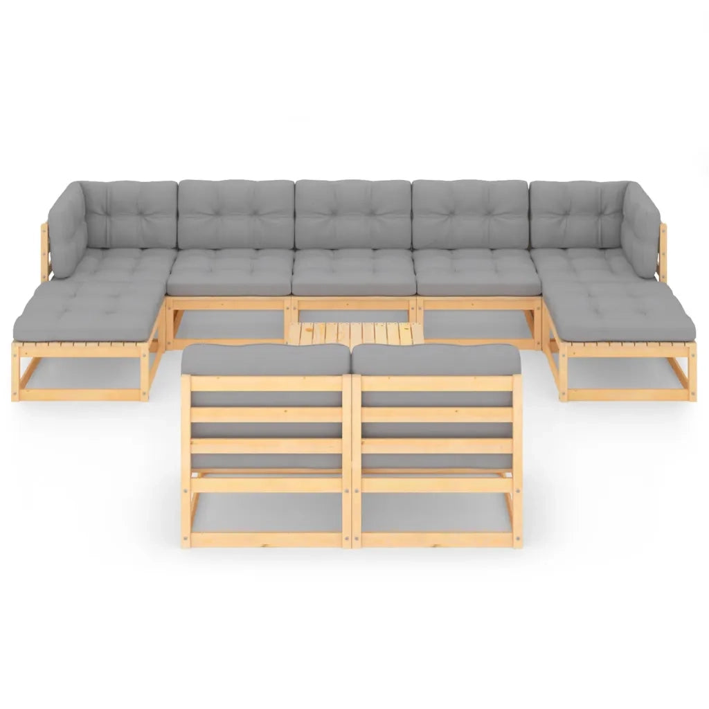 Set Divani da Giardino 10 pz con Cuscini Legno Massello di Pino cod mxl 41864