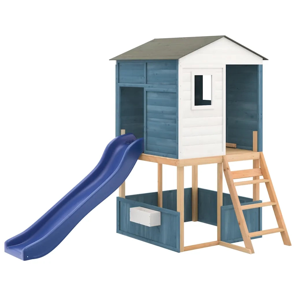 vidaXL Set da Gioco da Esterno in Legno Massello di Abete Bianco e Blu