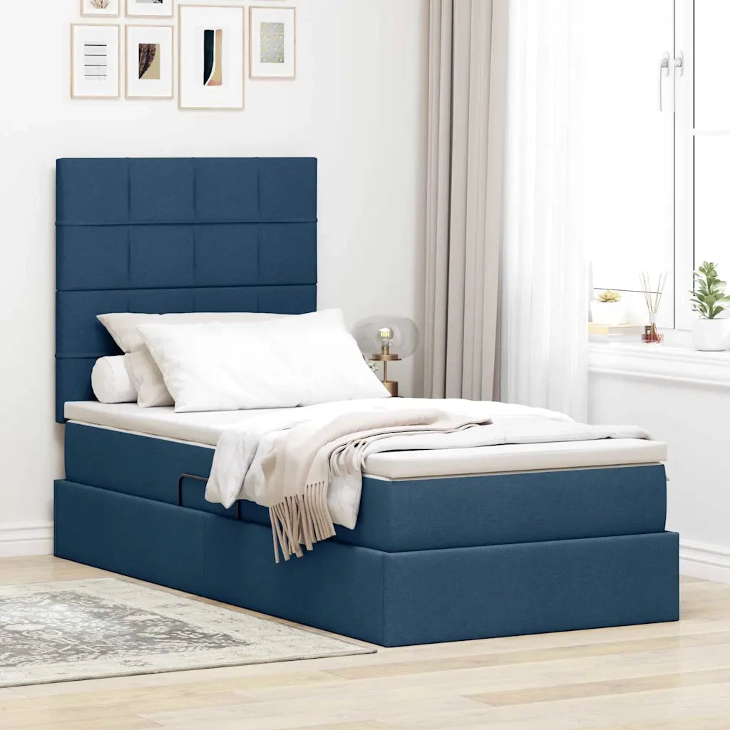Letto con contenitore e LED con led Blu 100 x 200 cm Poliestere