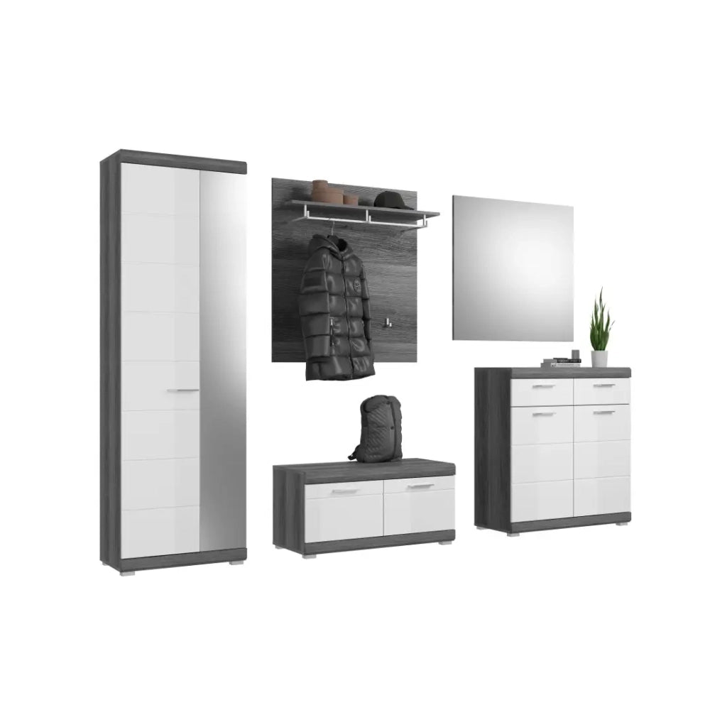 Set d'ingresso SCOTT – Mobili per la sistemazione con specchio e appendiabiti