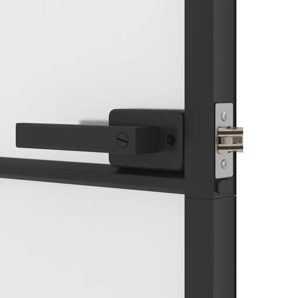 Porta Interni Sottile Nera 102,5x201,5Vetro Temperato Alluminio