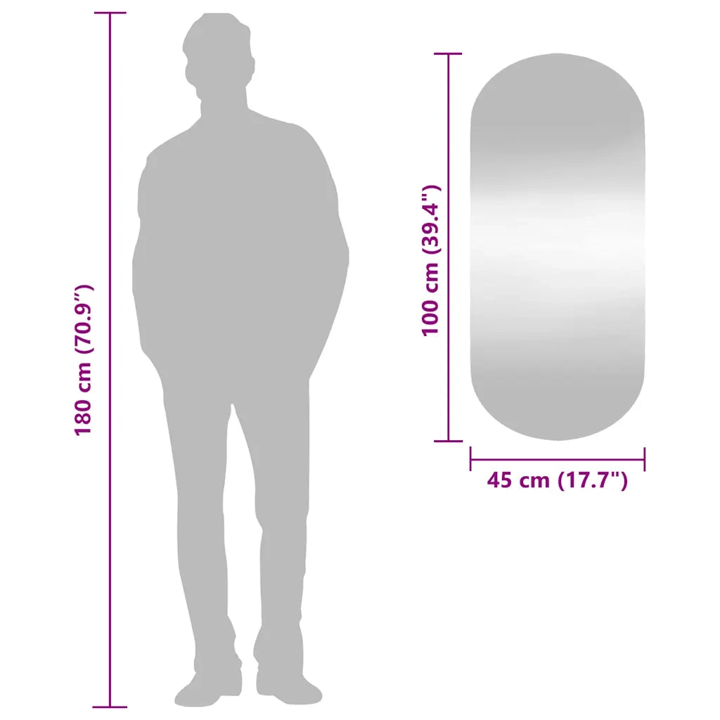 Specchio da Parete 45x100 cm Vetro Ovale 350458