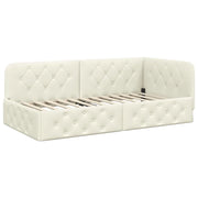 Letto singolo | Letto per adulti | Cornice del letto ad angolo Crema 100 x 200 cm Velluto