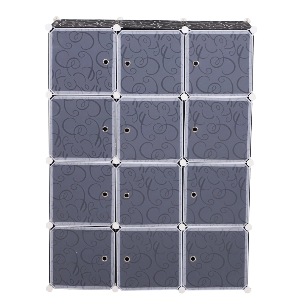 EasyComfort Armadio Scarpiera Salvaspazio, Scarpiera da Ingresso in Plastica, Armadio Modulare per Salotto e Ingressi, Scaffale Portascarpe, Multiuso 111x47x145cm, Bianco e Nero