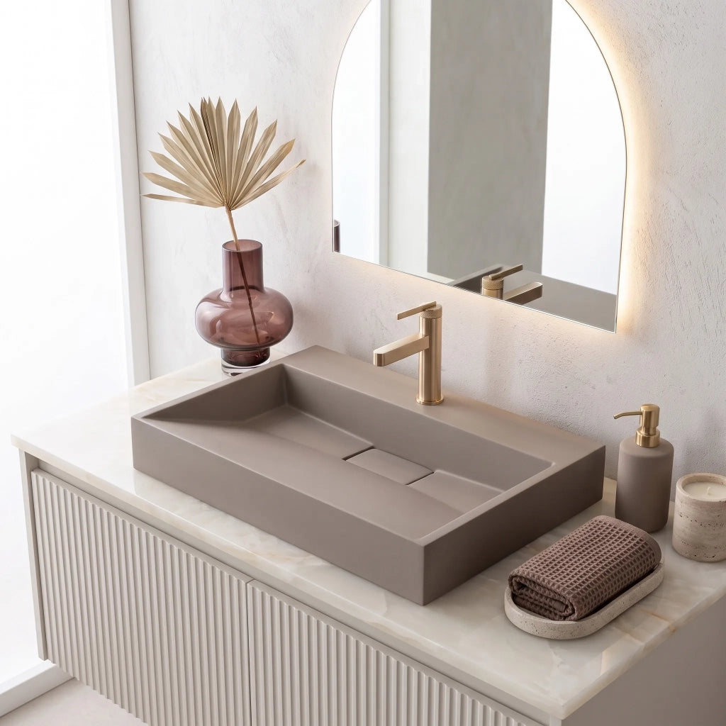 Lavabo In Conglomerato Rea Goya Taupe 70cm