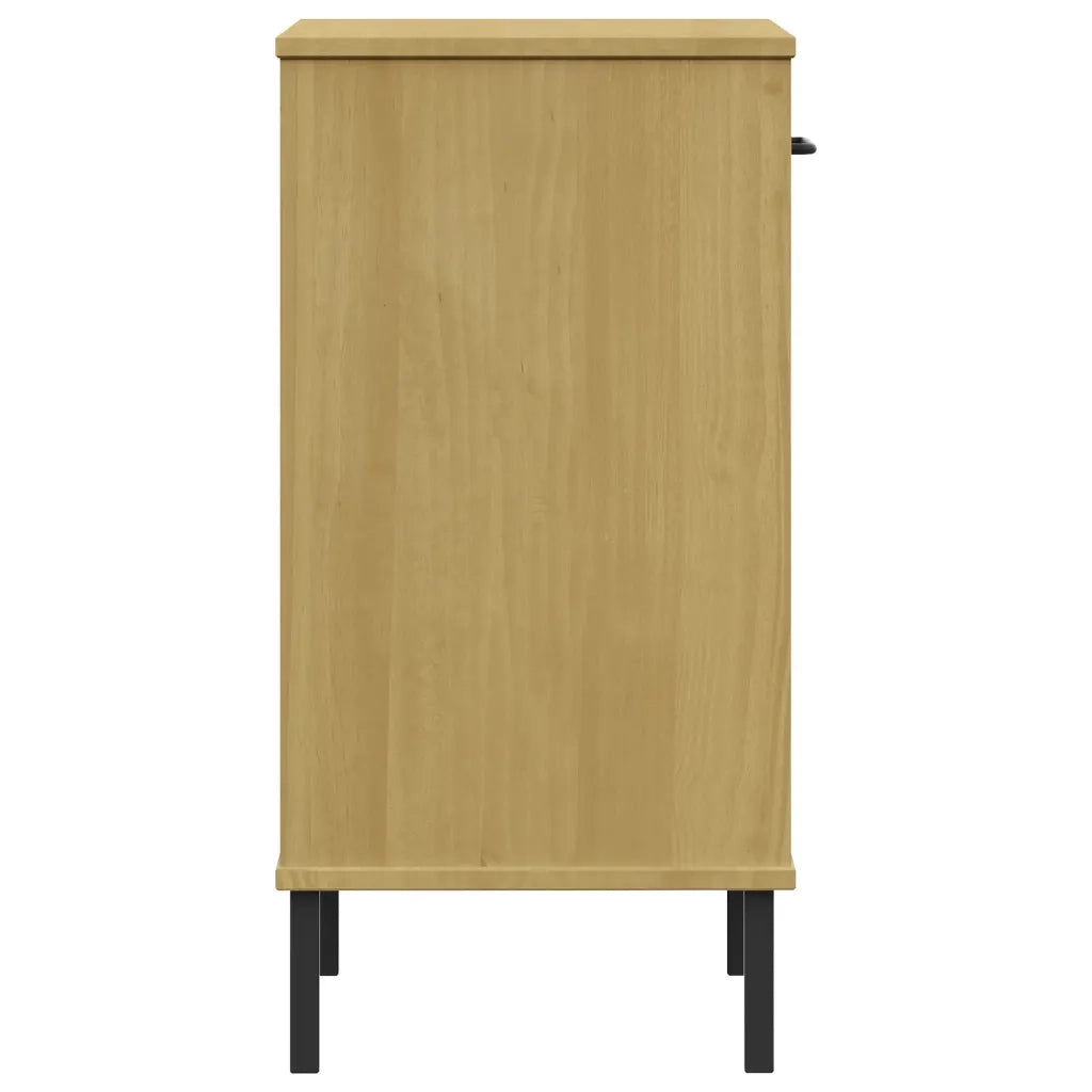 Mobile Consolle Gambe Metallo Marrone Legno Massello Pino OSLO cod mxl 27741