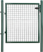SONGMICS Cancello da Giardino, Cancelletto da Giardino, Acciaio Zincato con Serratura, Porta di 87 x 90 cm, Cancello per Recinzione, 106 x 90 cm (L x H), Verde GGD150G