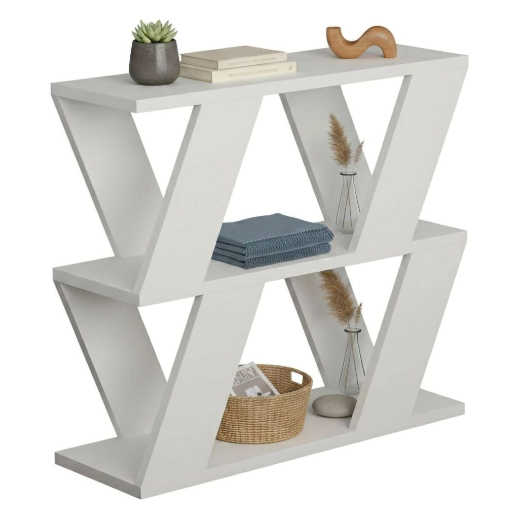 Tavolino da salotto Beniamina, Tavolo basso da caffè, Portariviste per divano, Ripiano da soggiorno, 60x22h57 cm, Bianco