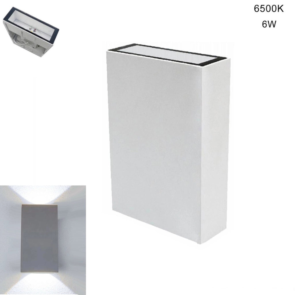 APPLIQUE PARETE LED 6W LAMPADA MURO IP65 MODERNO DOPPIA LUCE FREDDA 6500K 20299