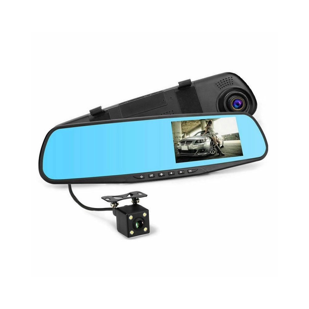 Trade Shop - Monitor Per Specchietti Auto 4,5" Q-ca599 Con Videocamera Anteriore Posteriore Hd -