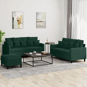 Set di Divani 3 pz con Cuscini Verde scuro in Velluto