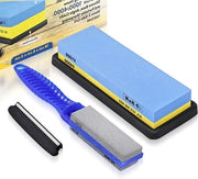 Set di abrasivi a 4 stadi - lapide abrasivo a doppia faccia grana 1000/4000 - supporto a silicone con guida angolare - lapide abrasivo a doppia faccia portatile grana 120/240 - 100% corindone