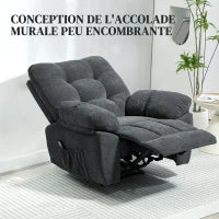 Poltrona Massaggiante Poltrona Relax Elettrica Con Funzione Reclinabile Vibrazione Riscaldamento, Telecomando Incluso, Grigio