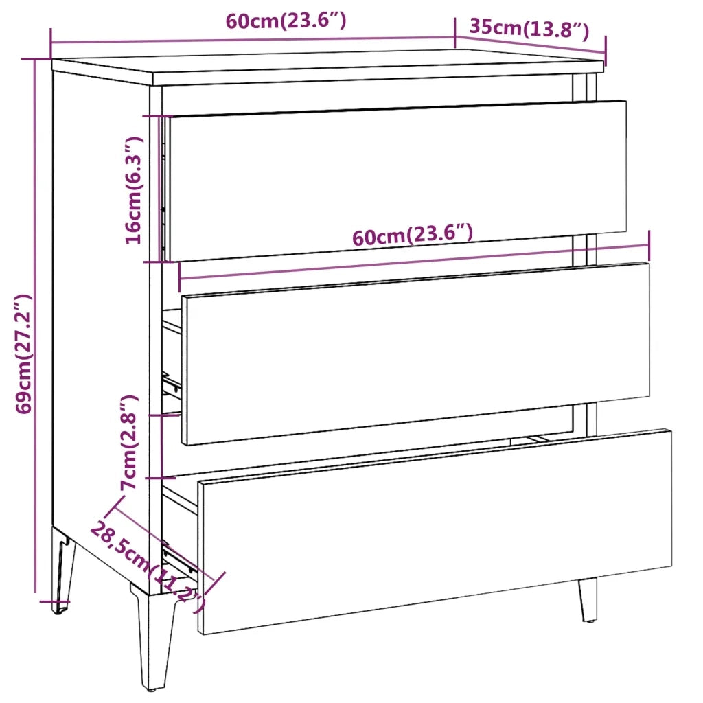 Credenza Rovere Fumo 60x35x69 cm in Legno Multistrato 815807