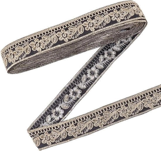Trim di tessuto Jacquard con motivi di fiori e foglie - 10 yard/9,1m - Stile etnico lana artificiale - Retro tessuto per decorazione di abiti e tende
