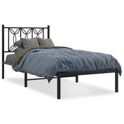 Letto singolo | Letto per adulti | Giroletto con Testiera in Metallo Nero 90x190 cm