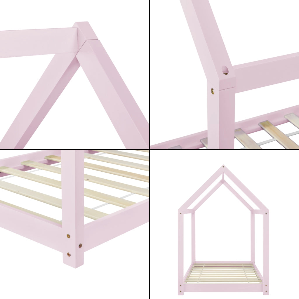 Letto per Cameretta Netstal a Forma di Casetta 90 x 200 cm Rosa [en.casa]
