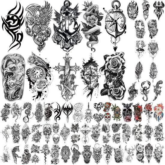 Tatuaggi Temporanei a 70 Fili - Acqua Resistenti per Bambini - Tatuaggi per Braccio Destro - Piccola Tatuatura di Uccello - Adatto per Feste e Festival - Sostenibile e Facile da Rimuovere - Finte Tatuaggi
