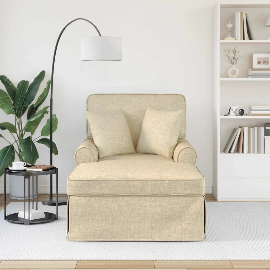 Chaise Longe con Gonna con cuscino 3 pz Crema Tessuto CFW7854808