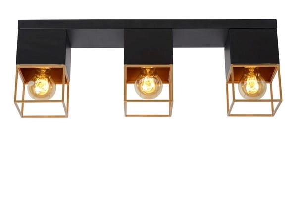 Plafoniera Lucide Rixt metallo oro/nero 3xE27 dimmerabile 54cm