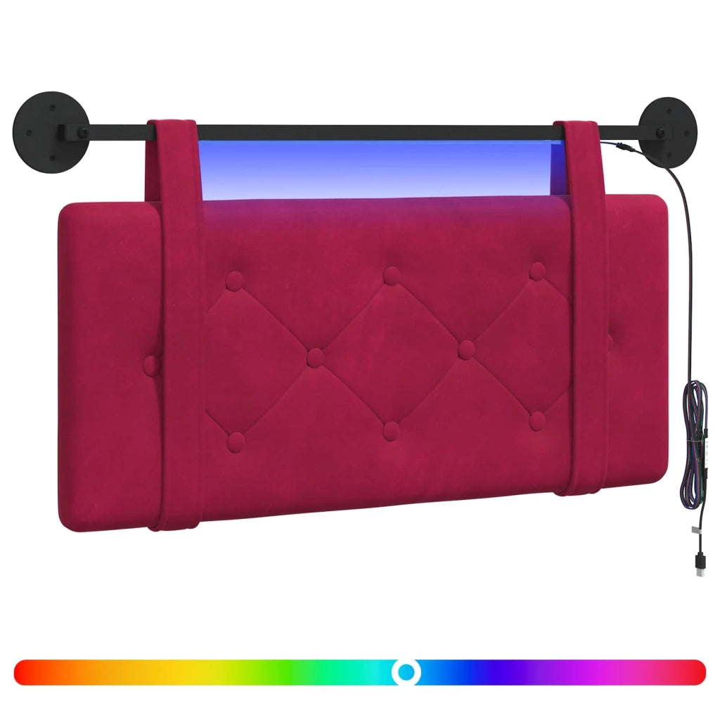 Testiera sospesa Con luce LED Rosso Vino Velluto