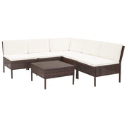 Set Divani da Giardino 6 pz con Cuscini in Polyrattan Marrone cod mxl 36894