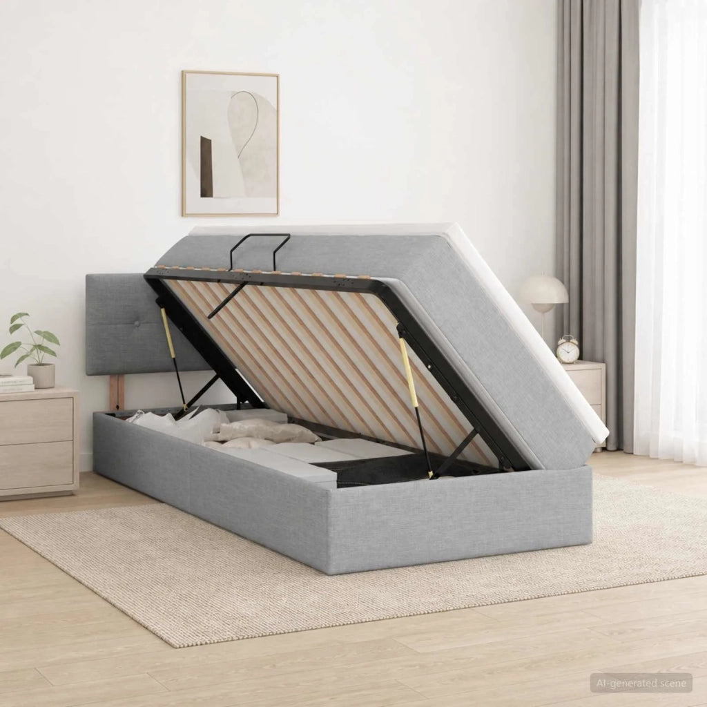 Letto con contenitore e materasso Grigio Chiaro 90 x 200 cm 3458595