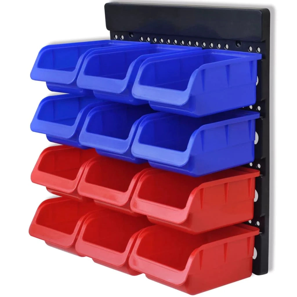 Scaffali portaoggetti da parete armadietto porta attrezzi combinato officina garage blu e rosso 02_0003858