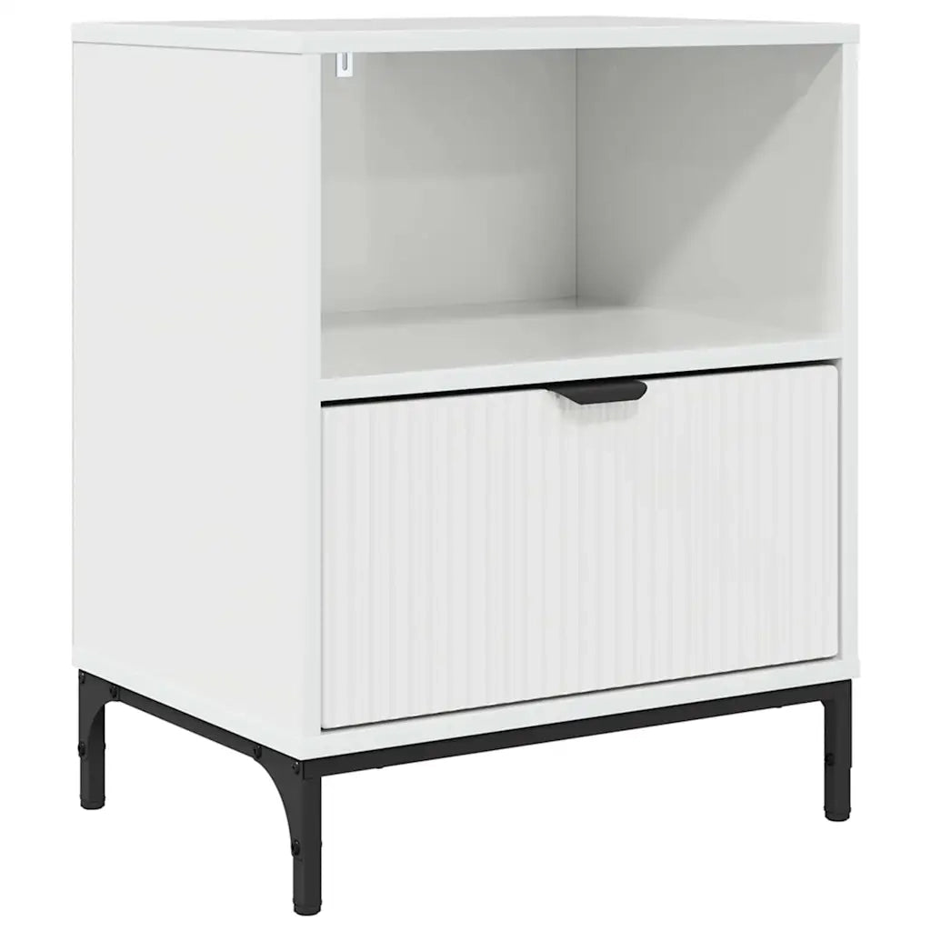 Comodino-Tavolino da notte Bianco lucido 49 x 36 x 61 cm Legno multistrato