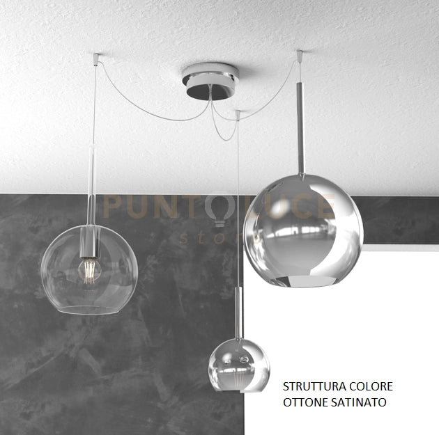 SOSP. OTTONE SAT. SPOSTABILE 3 LUCI VETRI (GRANDE CR + MEDIO TR + PICCOLO CR) 1155OS-S3 S MIX-TC