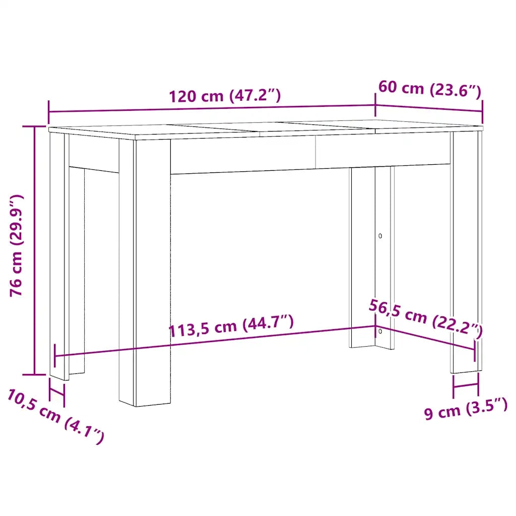 Tavolo da Pranzo Rovere Fumo 120x60x76 cm Legno Multistrato