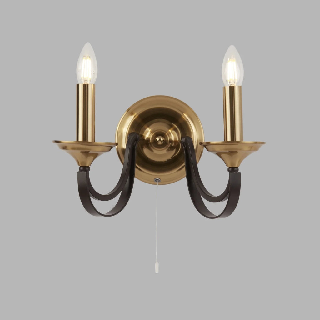 Applique Contemporanea Campanile Acciaio Bronzo Marrone 2 Luci E14