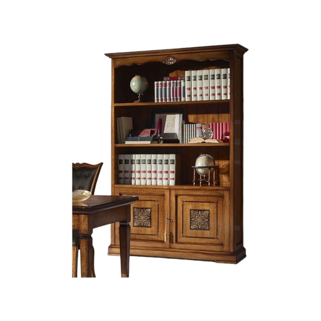 Libreria classica 2 porte in legno bassano 139x42x205 - Mobili 2G
