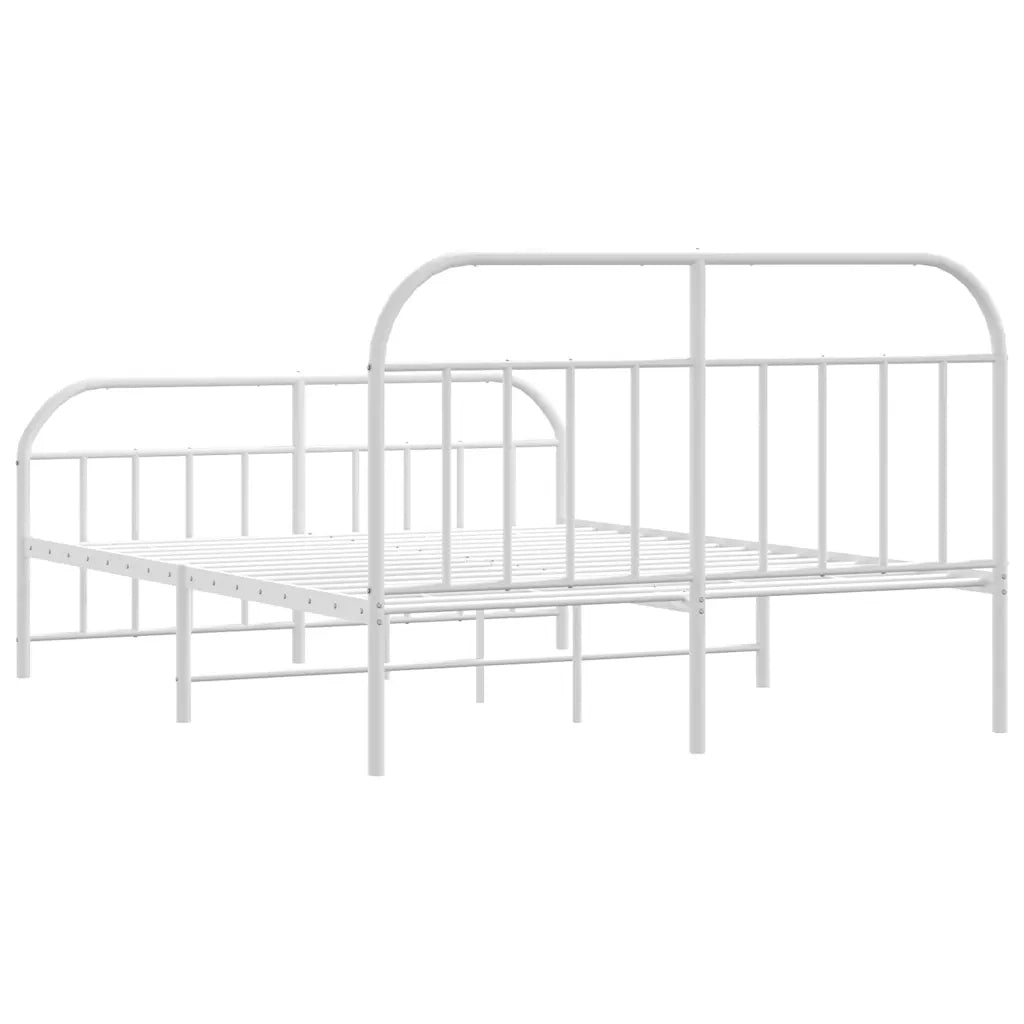 Letto matrimoniale | Letto per adulti | Giroletto con Testiera e Pediera Metallo Bianco 183x213 cm