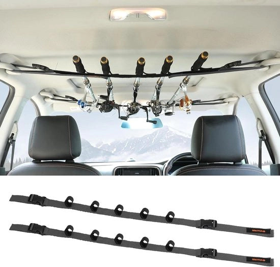 Supporto per Asta da Pesca per Auto, 2 Pack, Capacità 5 Asta, Adattabile 30-54 Pollici, Supporto per Asta da Pesca per Tavolo di Carrozzeria, per SUV, Camion e Furgone, Grigio