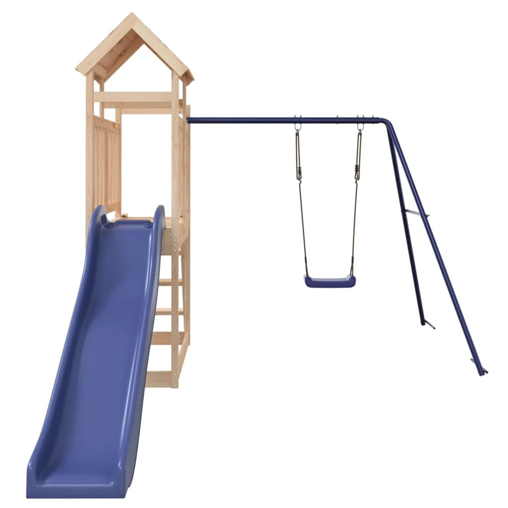 Area giochi all'aperto con altalene scivolo e robuste strutture per arrampicarsi  attrezzatura da gioco da giardino 242 x 379 x 214 cm legno di pino massiccio 02_0004726