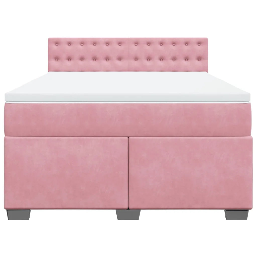 Giroletto a Molle con Materasso Rosa 140x190 cm in Velluto 3288623