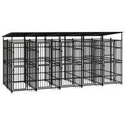 Cuccia/gabbia/recinto per animali domestici da esterno con tetto per cani acciaio 9,22 m² nero 02_0041772