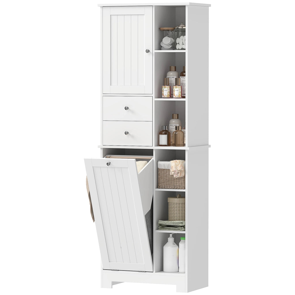 Armadietto da Bagno con Cassetti e Cesto Inclinabile ¨C Zephmum ¨C Bianco