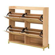 Scarpiera con 4 Ante e Ripiano Superiore; Salvaspazio; Stile Naturale; in MDF; 108;5×24×100 cm; Rovere Chiaro