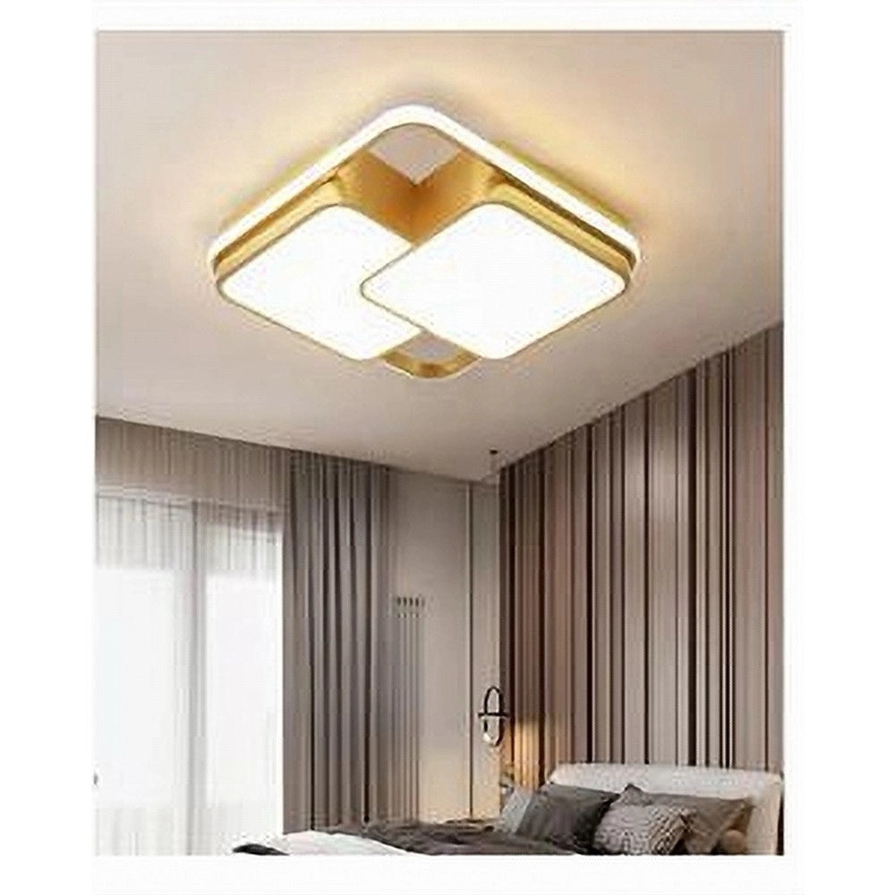 Trade Shop - Plafoniera Led 48watt Quadrato Oro Moderno Lampadario Soffitto Luce Fredda 71462 -