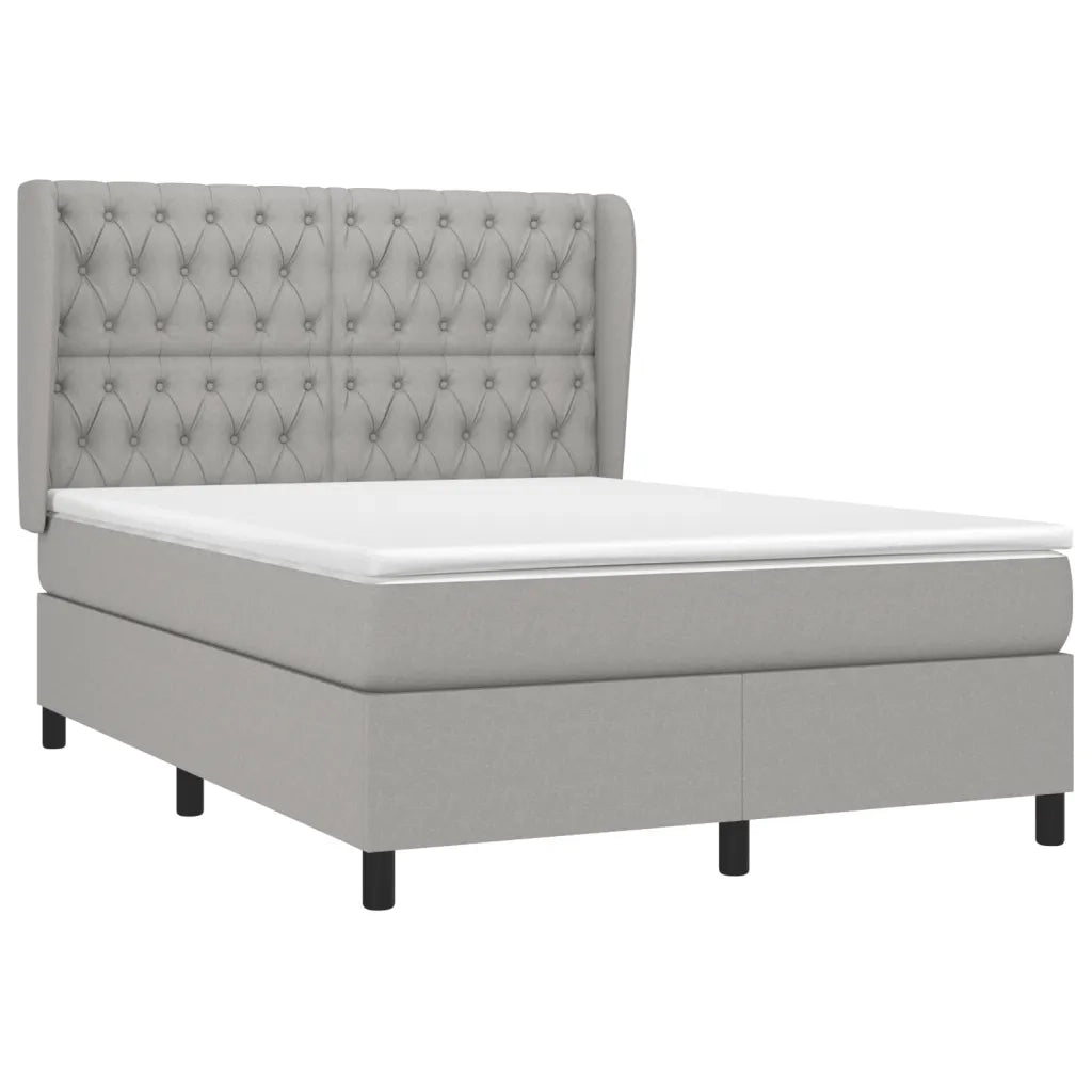 Giroletto a Molle con Materasso Grigio Chiaro 140x190cm Tessuto 3128197