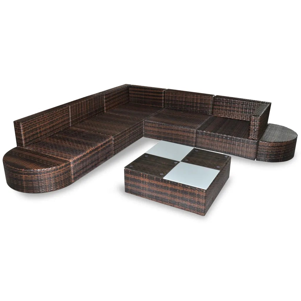 Set Divani da Giardino 8 pz con Cuscini in Polyrattan Marrone cod mxl 34840