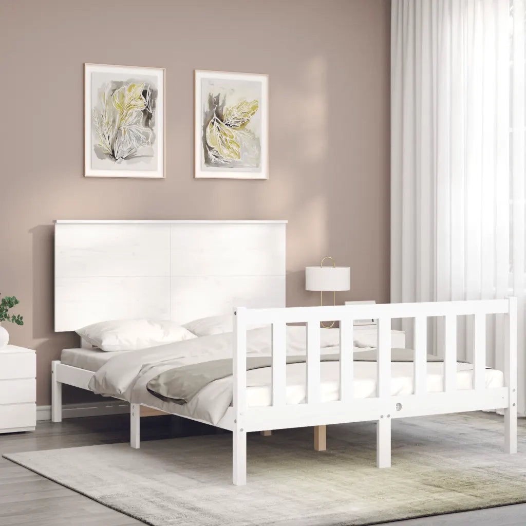 Giroletto senza Materasso-Struttura Letto Bianco 120x200 cm Legno Massello Pino 184754